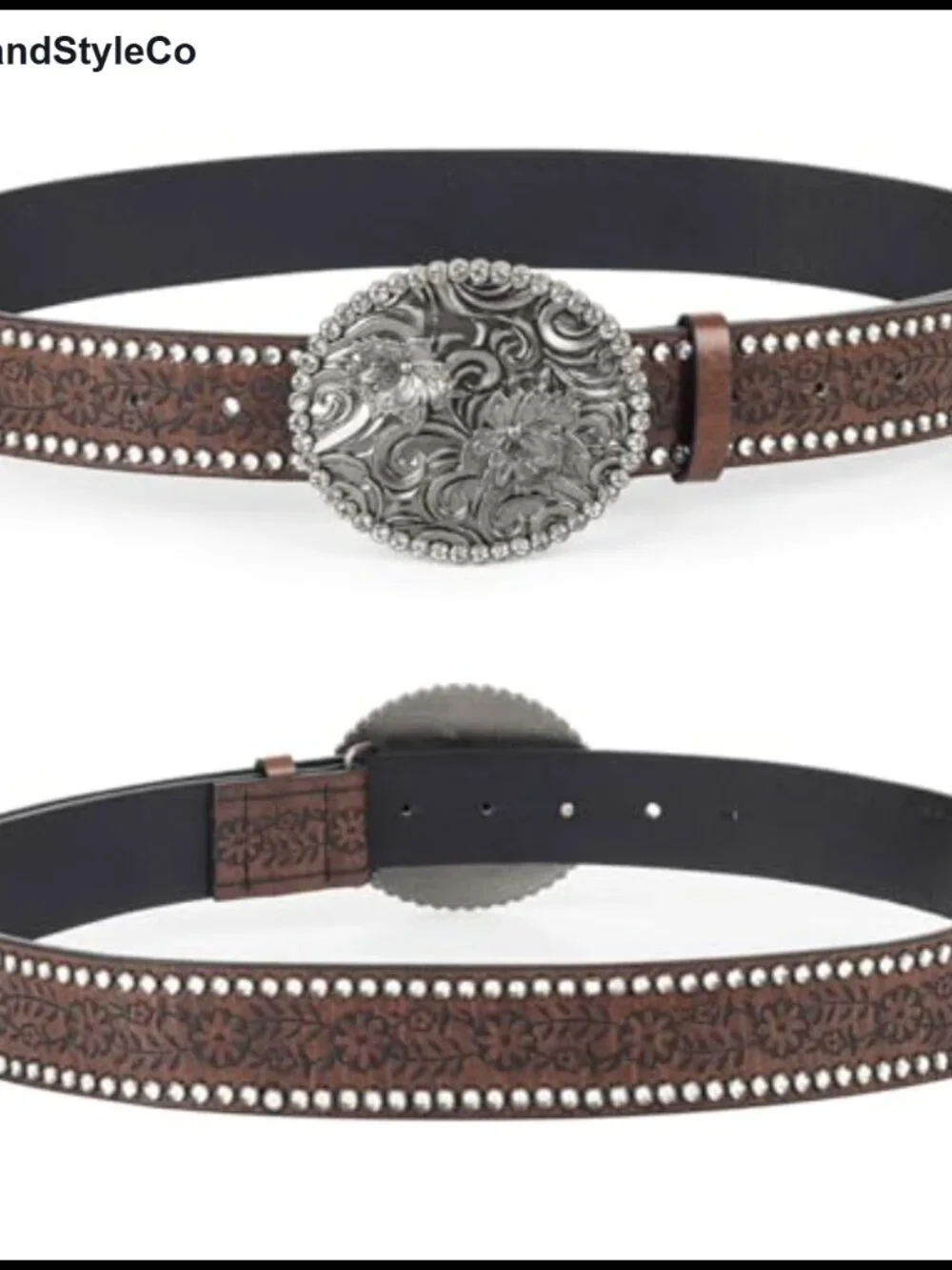 Western Engraved PU Leather Belt - Fits 28-38 Waist